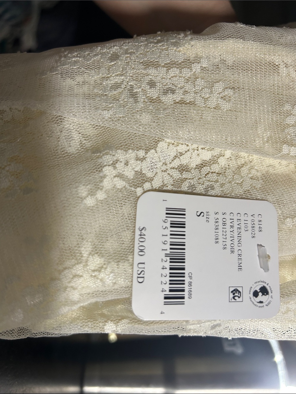 Sheer Long-Sleeve Floral Lace Top in Ivory - Picture 12 of 12